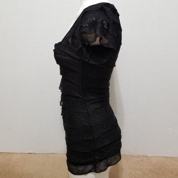 Sophie Max top XS tiered ruffle lined knit short sleeve 1B10G73 stretch - Picture 2 of 11